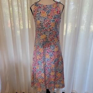 Talbots Vibrant Floral Sleeveless Midi Dress